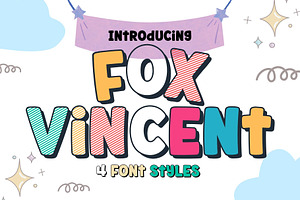Fox Vincent: 4 Font Styles, a Symbol Font by Fox7 By Rattana