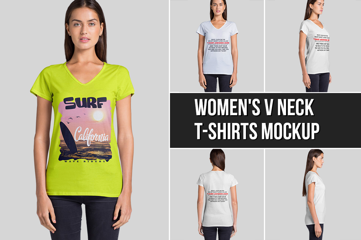 Women's V Neck T-Shirts Mockup, a Shirt Mockup by Mock-up Store (Photo 1 of 5)
