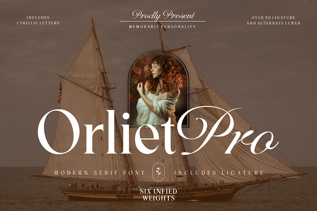 Orliet Pro - Serif, Icons + Script, a Serif Font by Joko Setiono (Photo 1 of 14)