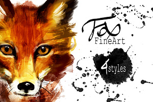 Set fox portraits .4 styles
