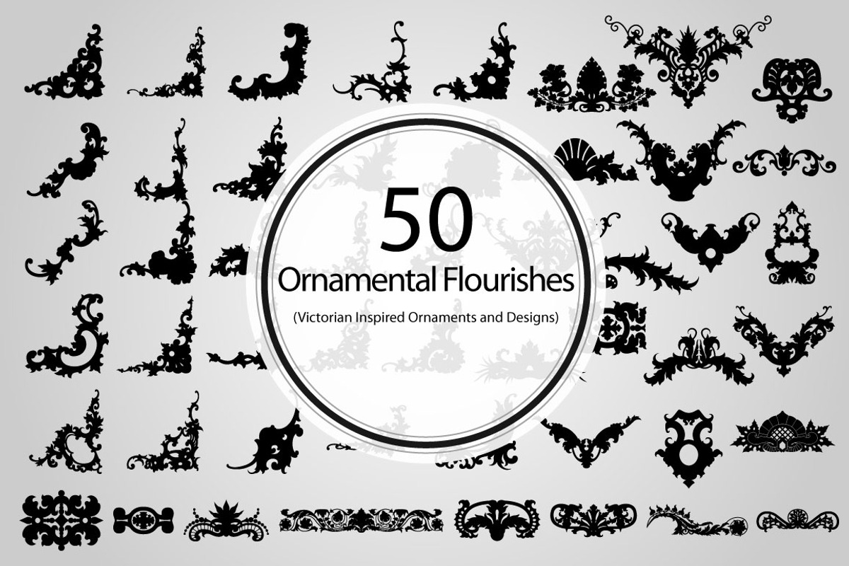50 Ornamental Flourishes (Vector), an Object Graphic by BIOWORKZ (Photo 1 of 4)
