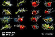 Fruits and vegetables in water, an Object Graphic by Handmadefont (Thumbnail 5 of 11)