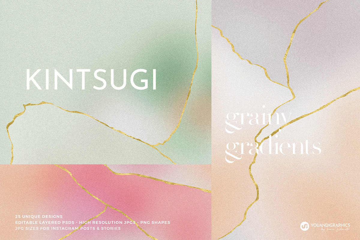 Kintsugi Gradient Backgrounds, a Texture Graphic by Youandigraphics (Photo 1 of 17)