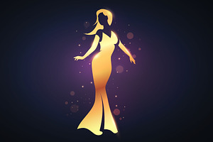 Gold Silhouette Of A Graceful Women, a Person Illustration by Black White Mouse Design