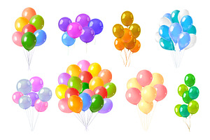 Realistic balloons bunch. Realistic, an Object Illustration by Stock-Smart-Start
