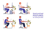 Good & bad postures at computer desk, a Person Illustration by Good Studio (Thumbnail 1 of 3)