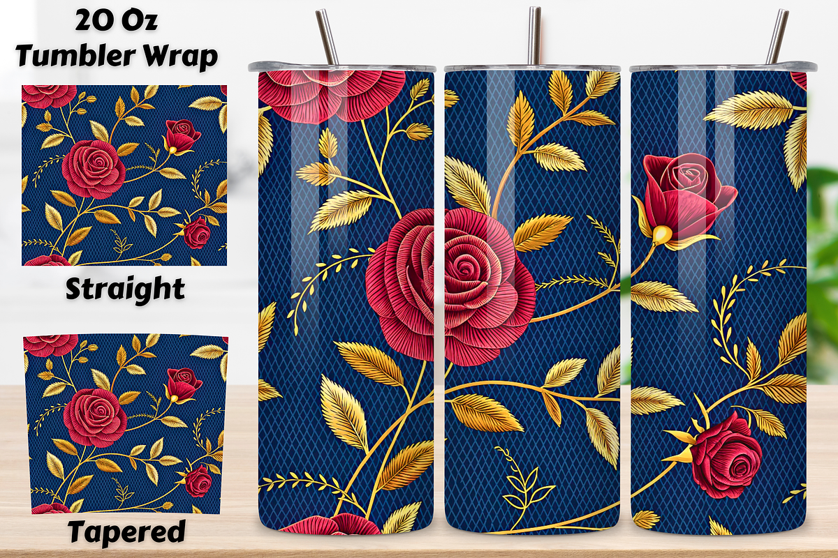 Tapestry Rose Seamless Tumbler Wrap, a Pattern Graphic by FloridPrintables (Photo 1 of 3)