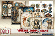 Vintage astrology junk journal Pages, a Seasonal Illustration by CraftArtStory (Thumbnail 4 of 5)
