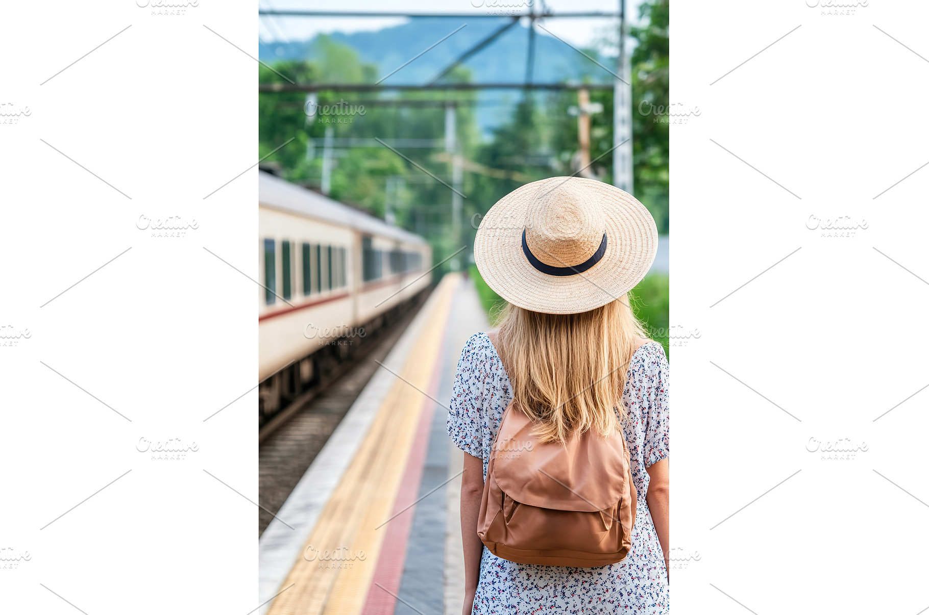 Young Woman Waits for Train Wearing, a Transportation Photo by Lermont51