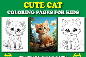 Cute cat coloring book for kids, an Animal Illustration by Design Station