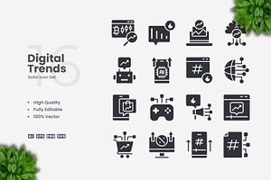 Digital Trends Solid Icons, an Icon by Upnowgraphic