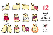 Pugs&Magnolias 29 elements, an Illustration by Zooza Art (Thumbnail 2 of 9)