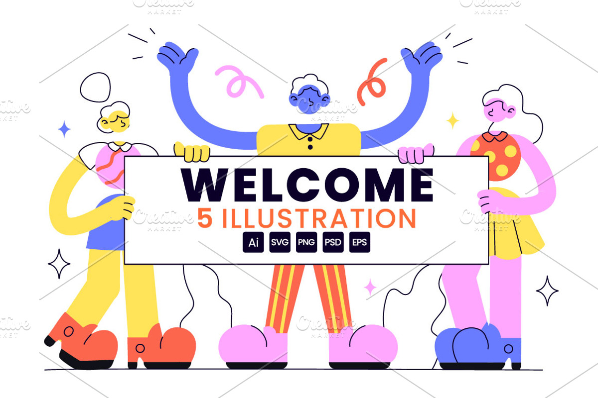 5 Welcome Vector Illustration, an Object Illustration by denayunebgt (Photo 1 of 3)