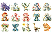 Dinosaurs Watercolor Clipart, an Illustration by Designking (Thumbnail 3 of 5)