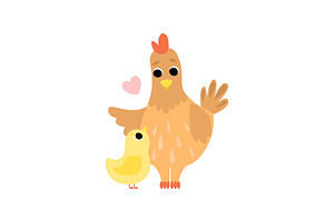 Hen Mother And Its Hicken, Cute