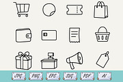 Black Friday Shopping Doodles set, an Outline Icon by Ghagra (Thumbnail 1 of 3)