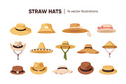 Straw hats set. Summer headwear, an Object Illustration by Good Studio (Thumbnail 1 of 4)