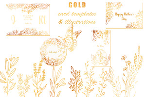Gold Card templates and floral items
