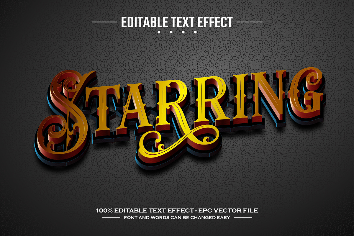 Starring 3D editable text effect, a Layer Style Add-On by nicemorning