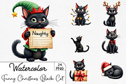 Funny Christmas Black Cat Clipart Bu, an Illustration by CrexoraLab (Thumbnail 1 of 5)