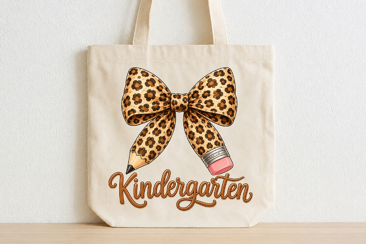 Preppy Kindergarten Pencil Bow PNG, a Seasonal Illustration by CraftArtStudio (Photo 2 of 4)