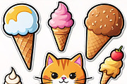 “Cute Cats & Ice Cream” bundle, an Illustration by ETARA by Mea Hau (Thumbnail 4 of 8)