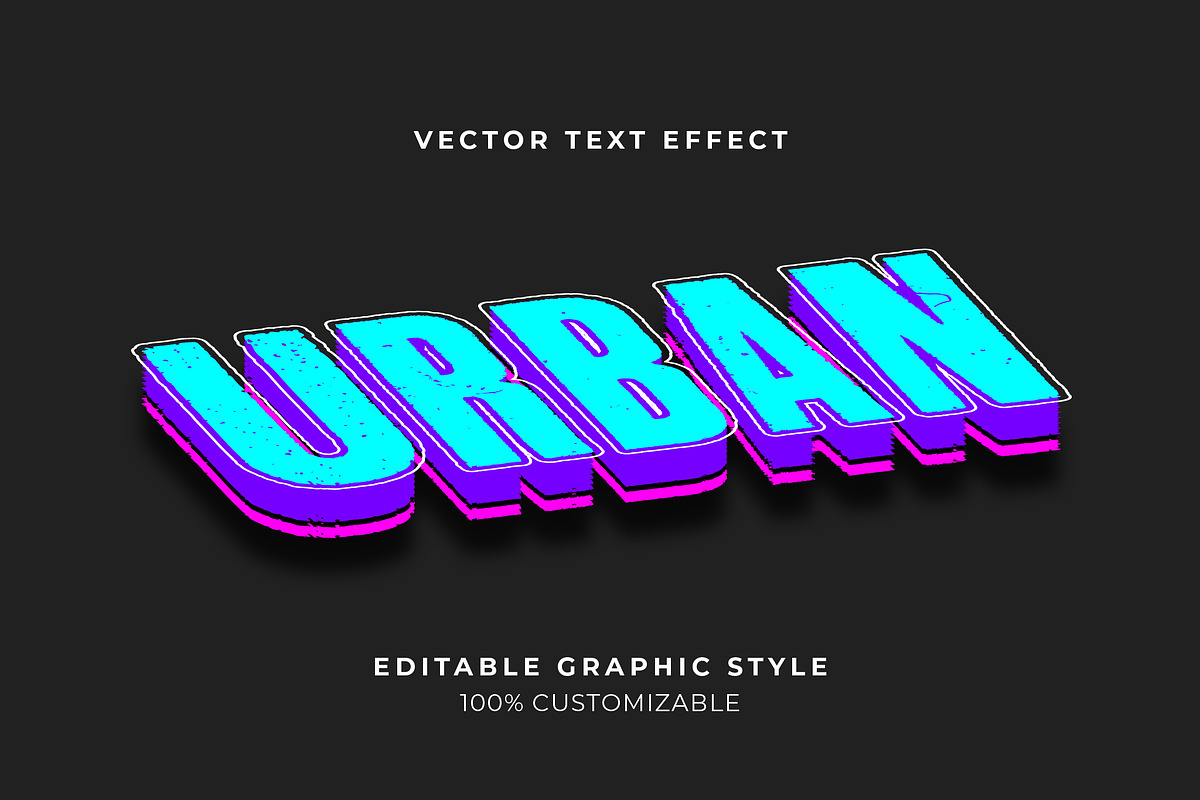 Isometric Grunge Neon Text Effect