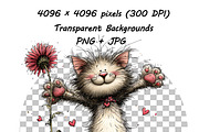 Whimsical Cat Valentine Clipart Set, an Animal Illustration by one-touch (Thumbnail 18 of 19)