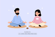 Mindfulness Meditation Starry Night, a Person Illustration by Partikusi Design (Thumbnail 2 of 3)