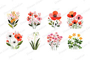 Watercolor Wildflower Clipart, an Illustration by Dream Creation (Thumbnail 2 of 11)