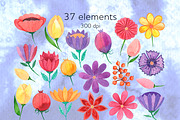 Colorful watercolor flowers clipart, a Decorative Illustration by AnastasiaWatercolor (Thumbnail 2 of 7)