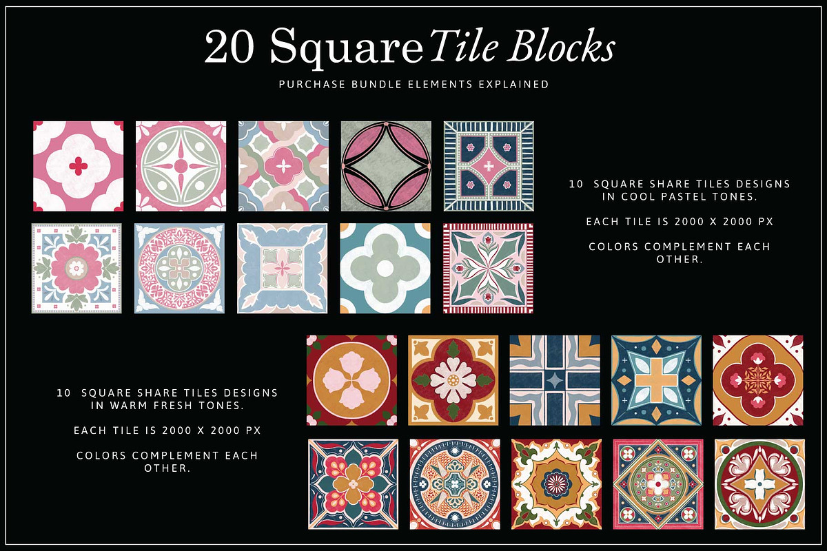 20 Square Tile Block Prints, a Decorative Illustration by Artifactory Studios (Photo 3 of 6)