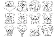 Bear Couple Line Art Clipart, an Illustration by DreamArtGraphic (Thumbnail 4 of 4)