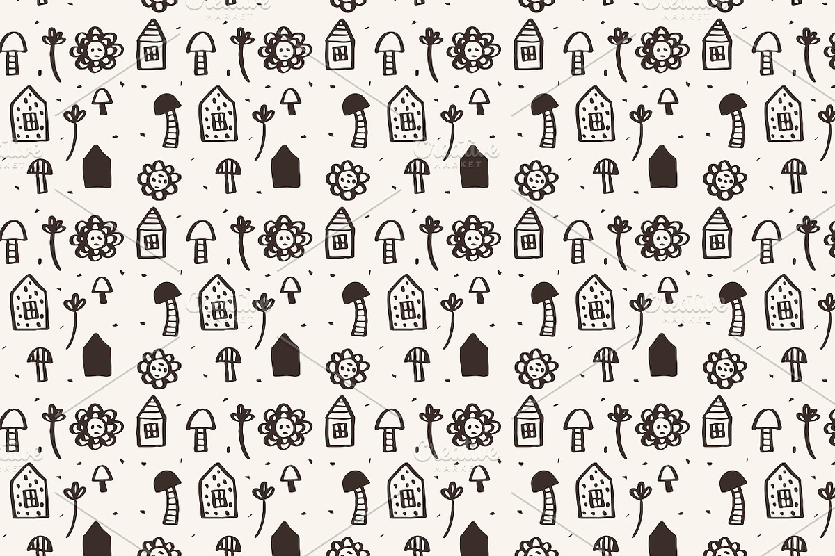 Whimsical Folk Doodle Patterns, a Pattern Graphic by Lyolya Profitrolya (Photo 5 of 7)