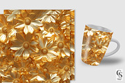 Gold Daisy Flowers Seamless Patterns, a Pattern Graphic by Creative Store (Thumbnail 2 of 5)