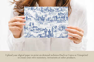 Cowboy Toile De Jouy Pattern