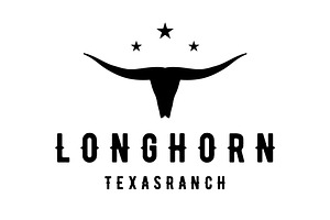 Long Horn Western Logo Vector