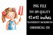 Watercolor 4th of July Girl Clipart, a Seasonal Illustration by Designking (Thumbnail 4 of 5)