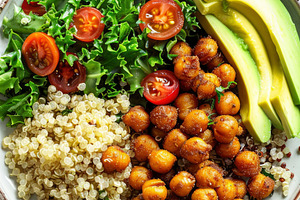 Healthy Vegan Quinoa Chickpea Salad, a Photo by LOGOCREATIVE