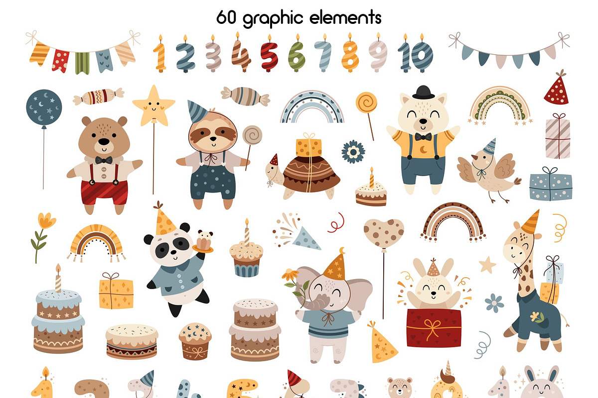 Happy Birthday Collection, an Animal Illustration by JulzaArt (Photo 2 of 9)
