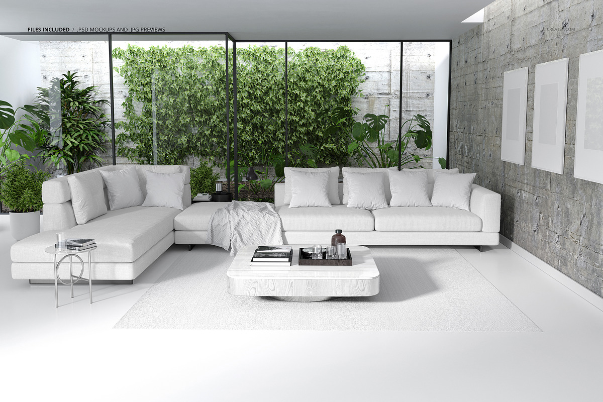 Room with Corner Sofa Pillow Mockup, a Household Mockup by creatsy2 (Photo 2 of 4)