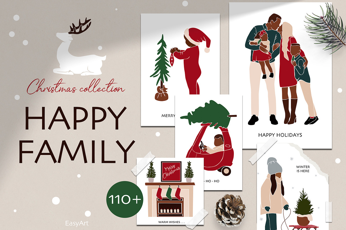 Happy Family. Christmas collection, a Decorative Illustration by EasyArt (Photo 1 of 9)
