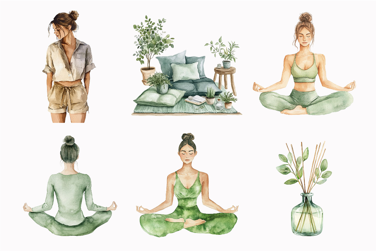 Watercolor Yoga Lover Clipart, an Illustration by Design Market (Photo 4 of 4)