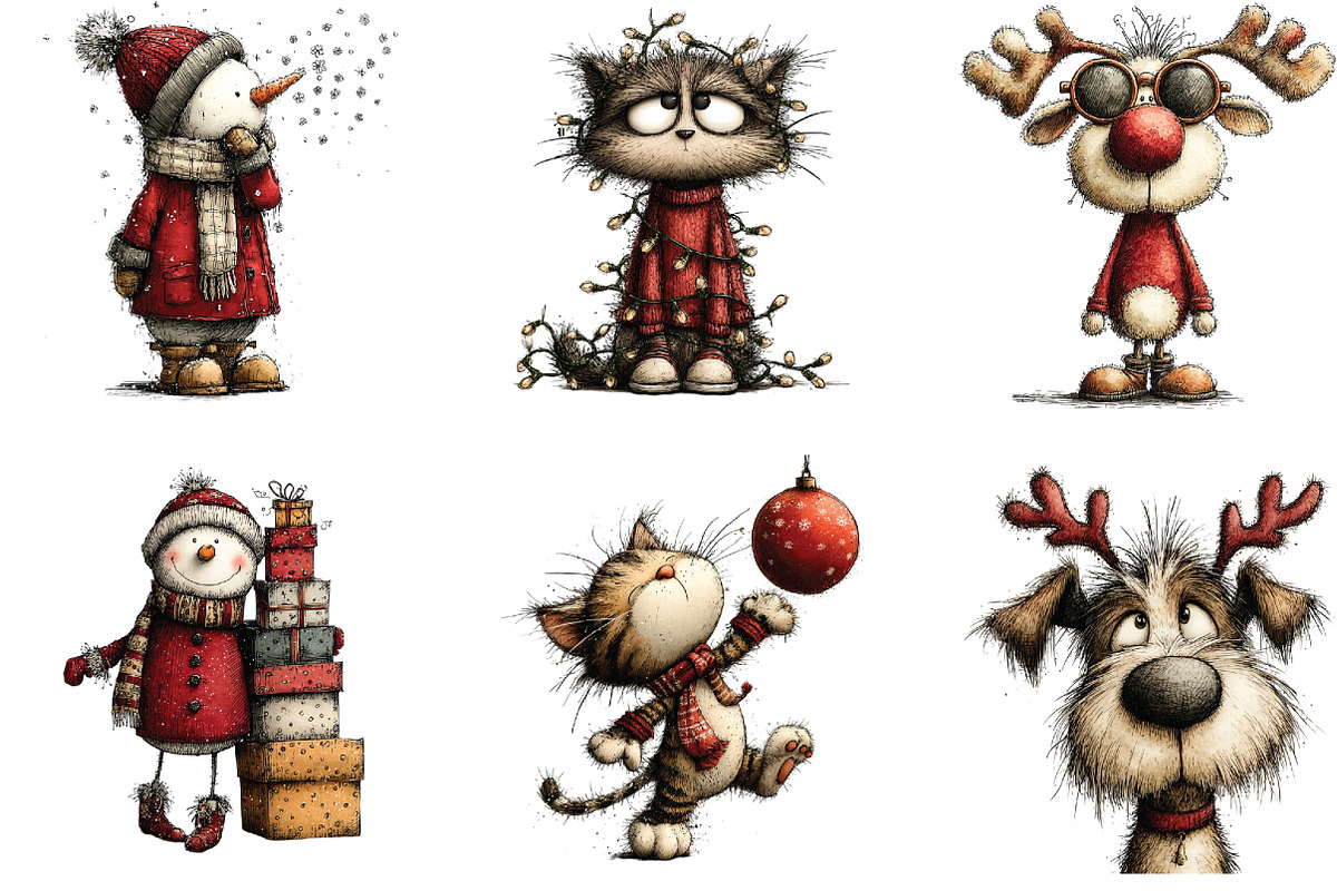 Whimsical Christmas Holiday Clipart, an Illustration by CraftArtStudio (Photo 5 of 6)