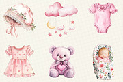 Pink Baby Girl Nursery Clipart, an Illustration by OK Design (Thumbnail 4 of 5)