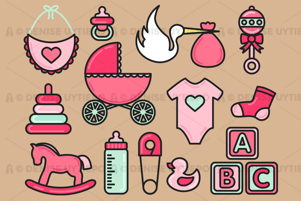 Baby Set Outlined & Colored preview 2