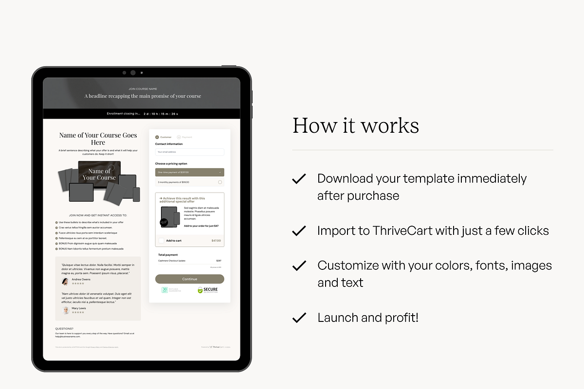 ThriveCart Checkout Template, a Landing Page Template by Pixel & Flow (Photo 5 of 7)