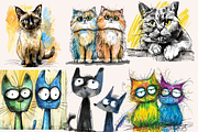 Cartoon Cats Ink Drawings, an Animal Illustration by PrintHaven Designs (Thumbnail 5 of 8)