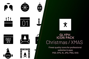 Christmas Glyph ICON Pack 50