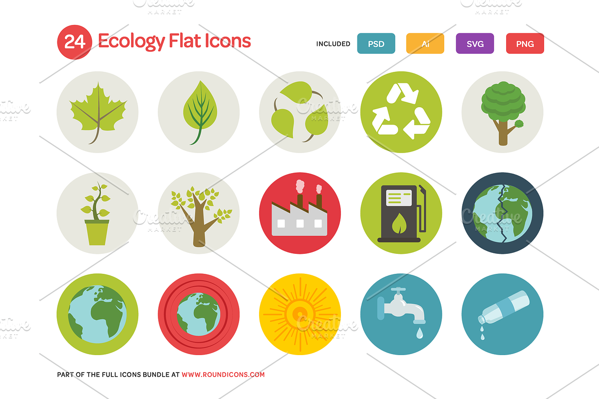 Ecology Flat Icons Set preview 2